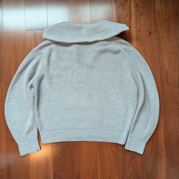 COS Heather Gray Half Zip Jumper Wool & Cotton Size L - Picture 2 of 10